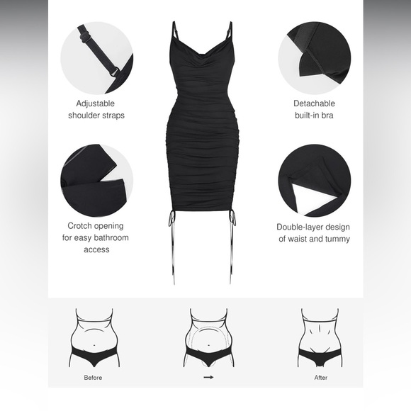 Popilush Summer Dress Spaghetti Straps Shapewear Mini Bodycon Size XXL - Picture 3 of 14